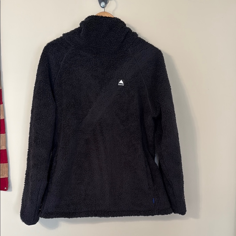 Burton Black Sherpa Fleece Hoodie Pullover Sweatshirt